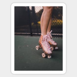 pink rollerskates Sticker